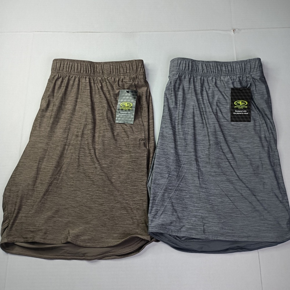 2 Athletic Works Men's Jersey Knit Shorts Size 2XL XXL Gray Taupe 9" Inseam NWT